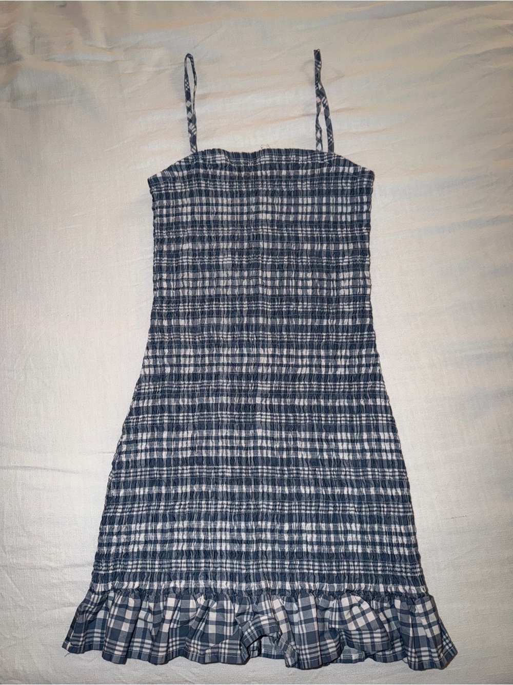 wild fable | Blue and White Plaid Smocked Mini Dress
